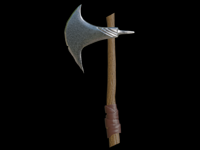 Axe Meele PBR low-poly game ready 3D Model .c4d .max .obj .3ds .fbx .stl .blend 