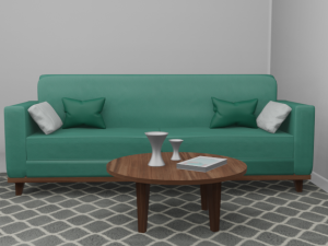 Sofa airmchair and a center table 3D Model