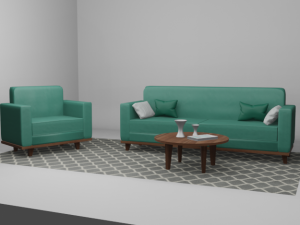 Sofa airmchair and a center table Model 3D
