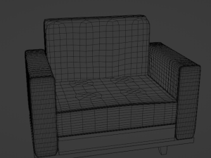 Sofa airmchair and a center table Model 3D