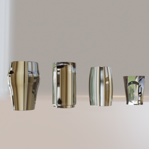 4 different cups - glass 3D Model .c4d .max .obj .3ds .fbx .stl .blend 
