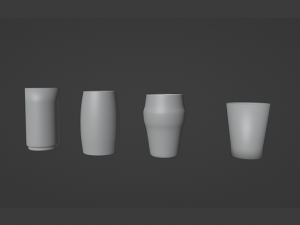 4 different cups - glass 3D Model