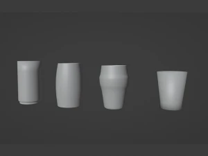 4 different cups - glass 3D Model