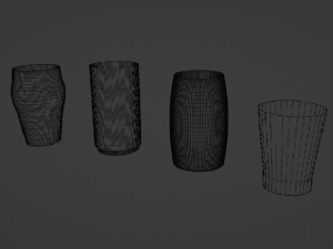 4 different cups - glass 3D Model