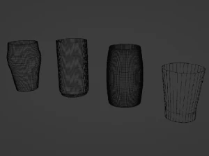 4 different cups - glass 3D Model