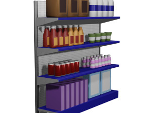 Supermarket shelf and products 3Dモデル