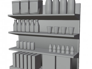 Supermarket shelf and products Modello 3D