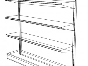 Supermarket shelf and products 3D Model