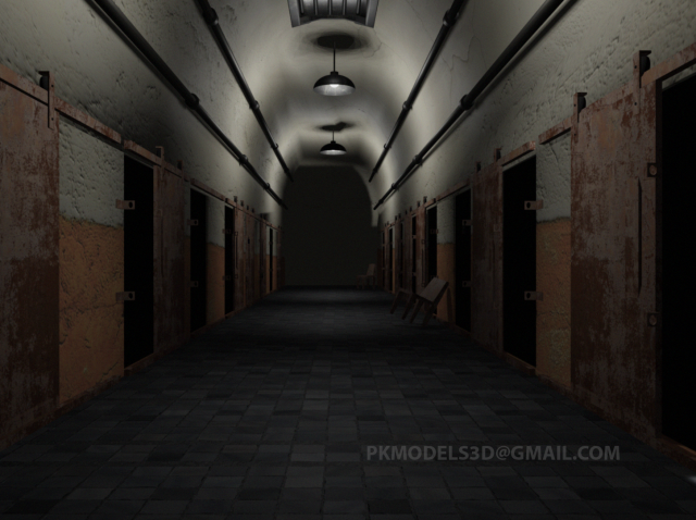 Hallway prison and cells - complete game asset Model 3D .c4d .max .obj .3ds .fbx .stl .blend 