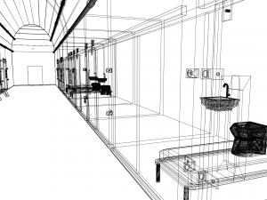 Hallway prison and cells - complete game asset Model 3D