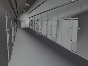 Hallway prison and cells - complete game asset Model 3D