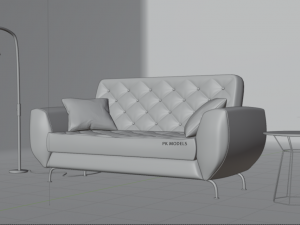 Complete living room scenario - Sofa airmchair lamp and sidetable Modelo 3D