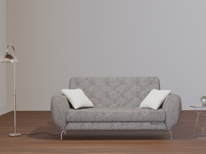 Complete living room scenario - Sofa airmchair lamp and sidetable 3D Model