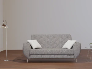 完整的客厅场景 - 沙发扶手灯和边桌 3D 模型