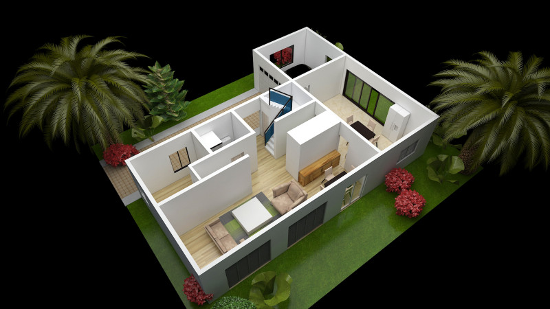Residence 3D Floor Plan 3D Model .c4d .max .obj .3ds .fbx .stl .blend
