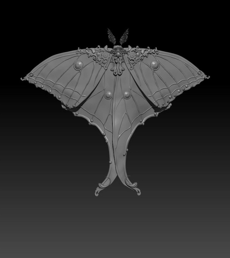 Model Cetak 3D Ngengat Model Cetak 3D .c4d .max .obj .3ds .fbx .stl .blend 