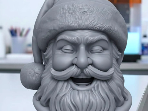 Santa Claus smile Face Christmas 3D Print Model