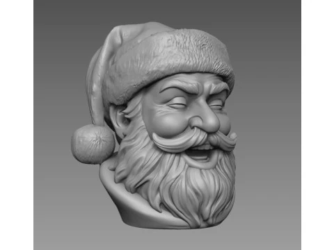 Santa Claus smile Face Christmas 3D Print Model
