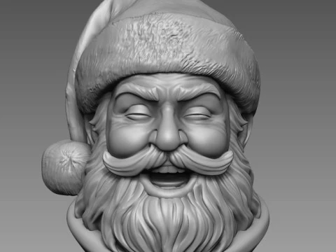 Santa Claus smile Face Christmas 3D Print Model