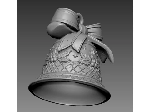 Christmas Bell with Ribbon Hook 3D Print Model