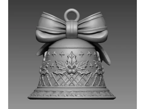 Christmas Bell with Ribbon Hook 3D Print Model