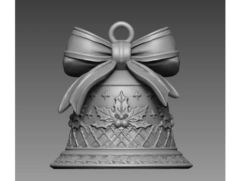 Christmas Bell with Ribbon Hook 3D Print Model