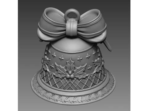 Christmas Bell with Ribbon Hook 3D Print Model