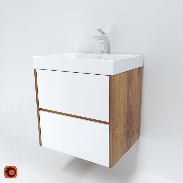 Bathroom cabinet with sink 3D Model .c4d .max .obj .3ds .fbx .stl .blend