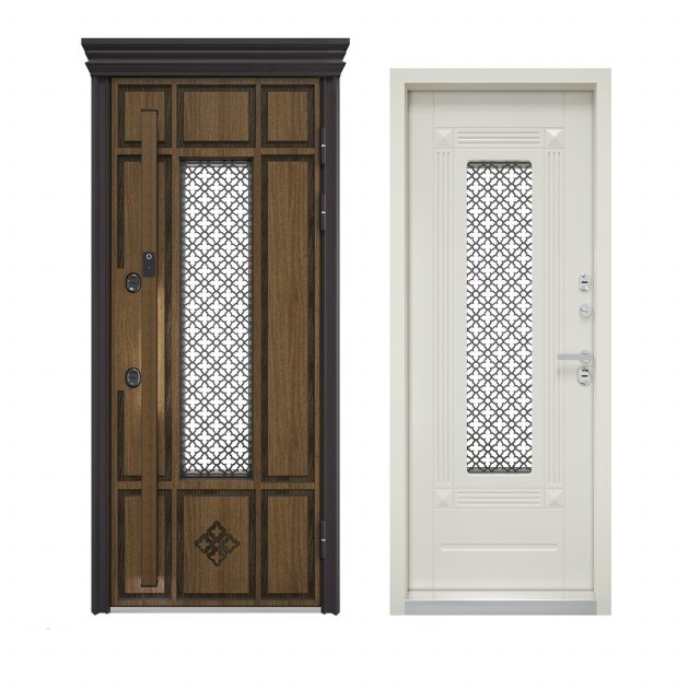 Entrance door with double glazing 3D Model .c4d .max .obj .3ds .fbx .stl .blend