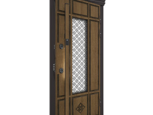 Entrance door with double glazing 3D Model