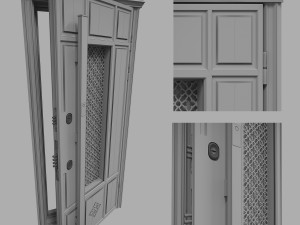 Entrance door with double glazing 3D Model