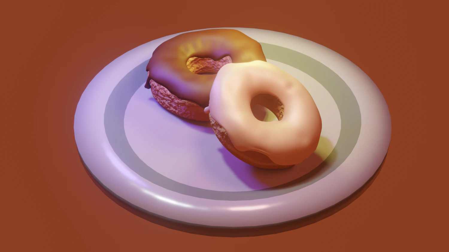 Donut on a plate 3D Model .c4d .max .obj .3ds .fbx .stl .blend 