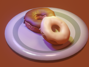 Donut on a plate 3D Model