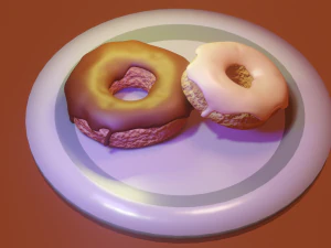 Donut on a plate 3D Model