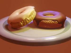 Donut on a plate 3D Model