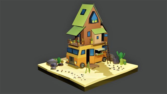 Camping car Modèle 3D .c4d .max .obj .3ds .fbx .stl .blend 