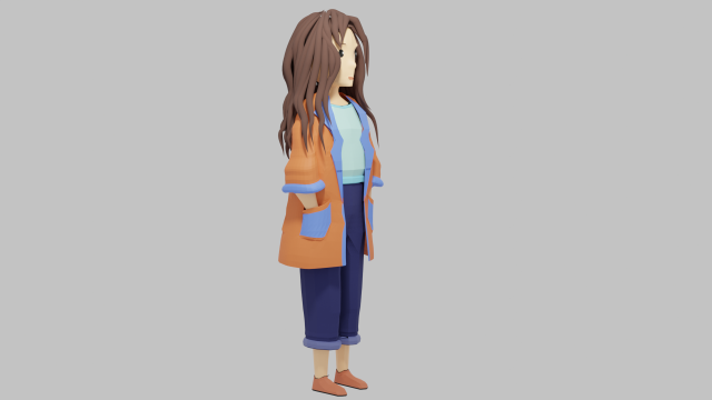 Girl cartoon character 3D 模型 .c4d .max .obj .3ds .fbx .stl .blend 