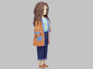 Girl cartoon character 3D Model