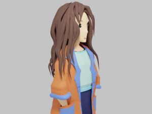 Girl cartoon character 3D Model
