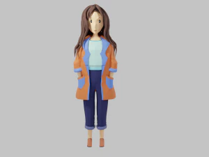 Girl cartoon character 3D Model
