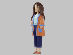 Girl cartoon character 3D Model