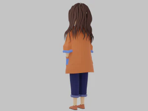 Girl cartoon character 3D Model