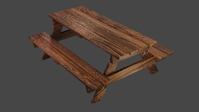 Table with bench 3D 모델 .c4d .max .obj .3ds .fbx .stl .blend 