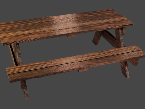 Table with bench 3D 모델