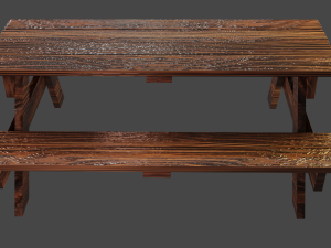 Table with bench 3D 모델