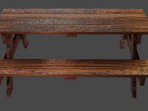 Table with bench 3D Model