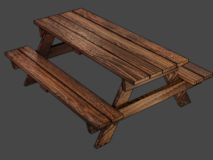 Table with bench 3D 모델