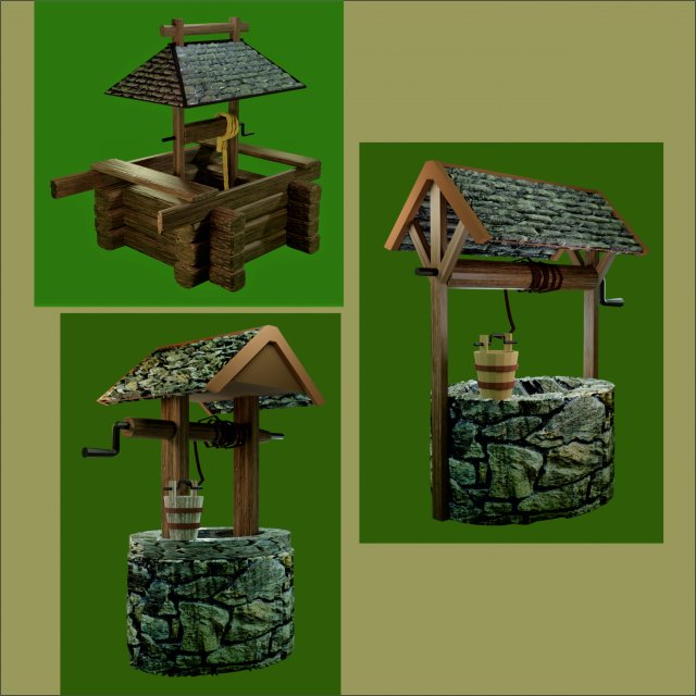 Model collection Water well 3D-Modell .c4d .max .obj .3ds .fbx .stl .blend 