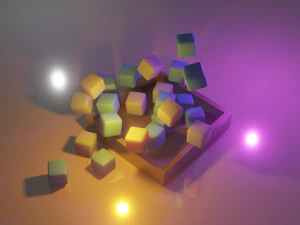 Caixa com cubos Modelo 3D