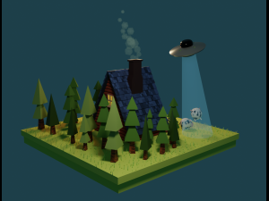 Farm with cows 3D Модель